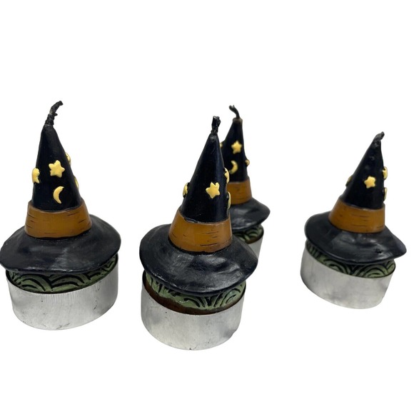 NWT Midwest Vintage 90s Halloween Tea‎ Light Candles Witch Hat 4 Witches Decor - Picture 6 of 7